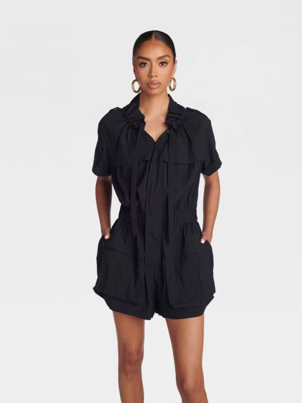 KBB by KAHLANA Short Sleeve 'The Utility Romper' - Navy Blue L